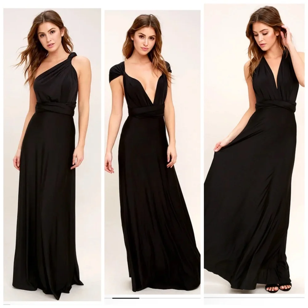 Lulus Tricks of the Trade Slate Black Maxi Dress Size Large NWT - Picture 2 of 16